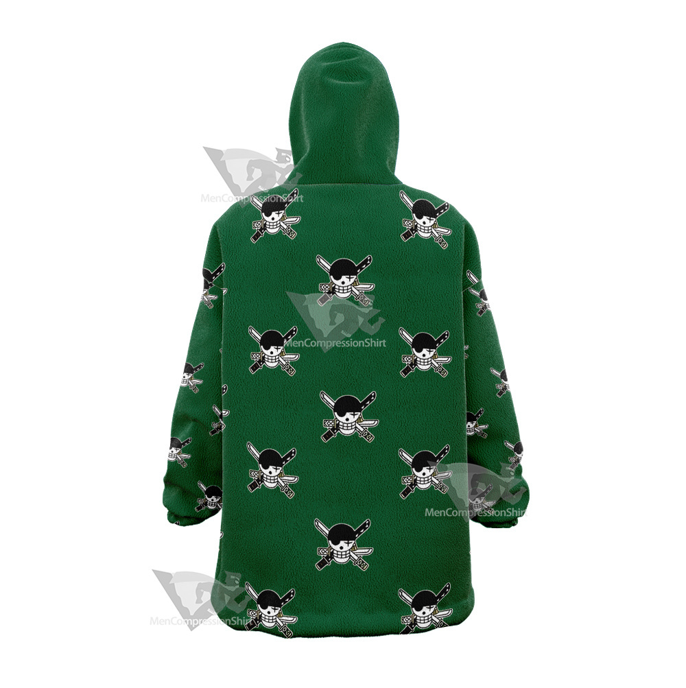 One Piece Zoro Skull Flag Snug Oversized Blanket Hoodie