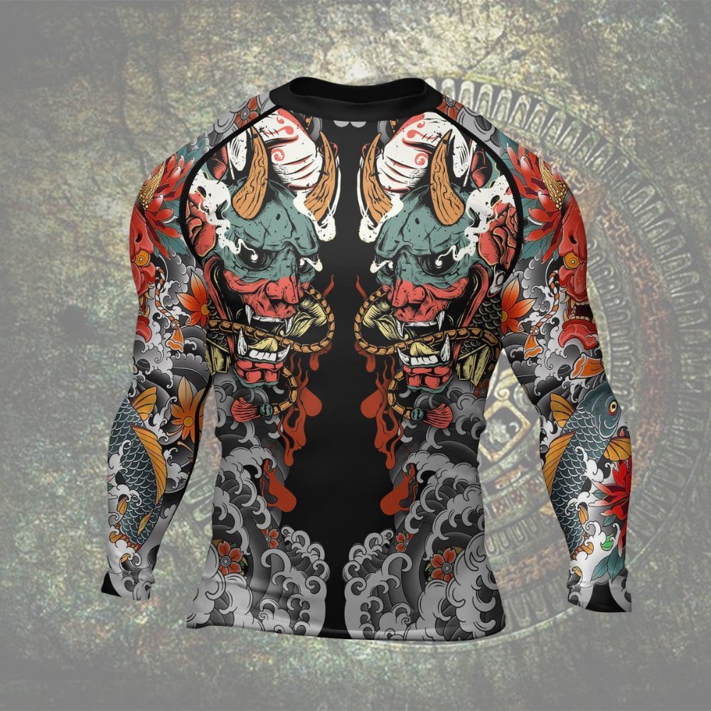 Oni Demon Mens Long Sleeve Compression Shirt
