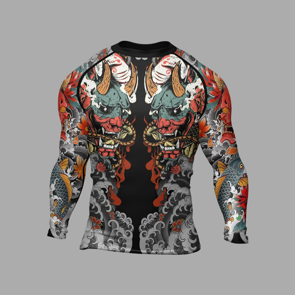 Oni Demon Mens Long Sleeve Compression Shirt