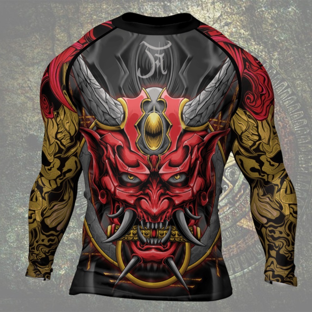 Onis Japanese Folklore Mens Long Sleeve Compression Shirt