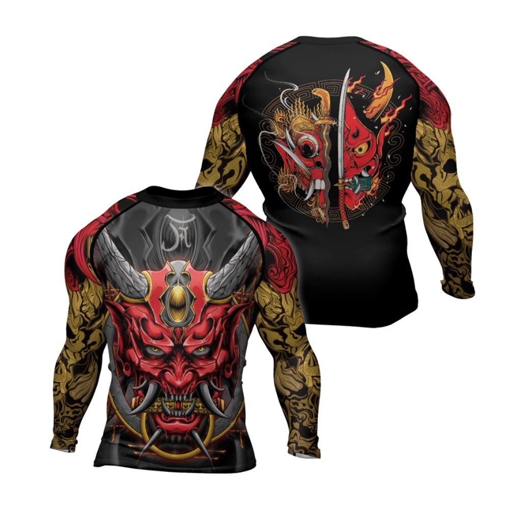 Onis Japanese Folklore Mens Long Sleeve Compression Shirt