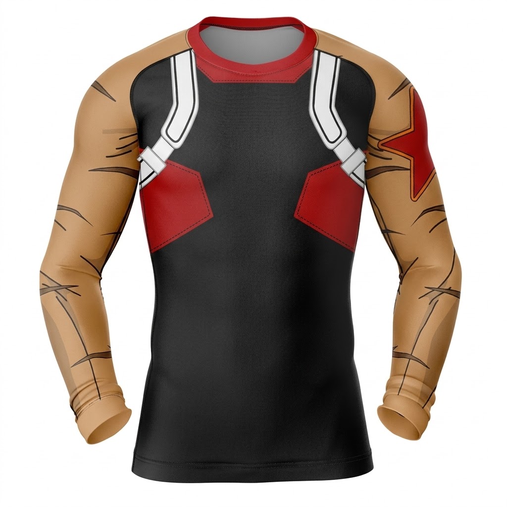 Outlaw Star Gene Starwind V1 Orange Red Long Sleeve Compression Shirt