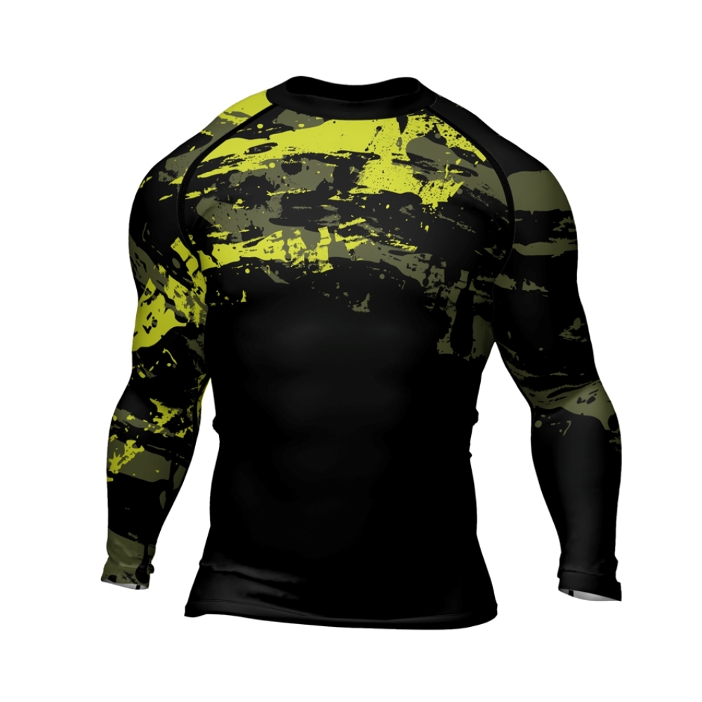 Paint Streak Camouflage Mens Long Sleeve Compression Shirt
