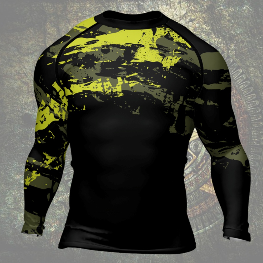 Paint Streak Camouflage Mens Long Sleeve Compression Shirt
