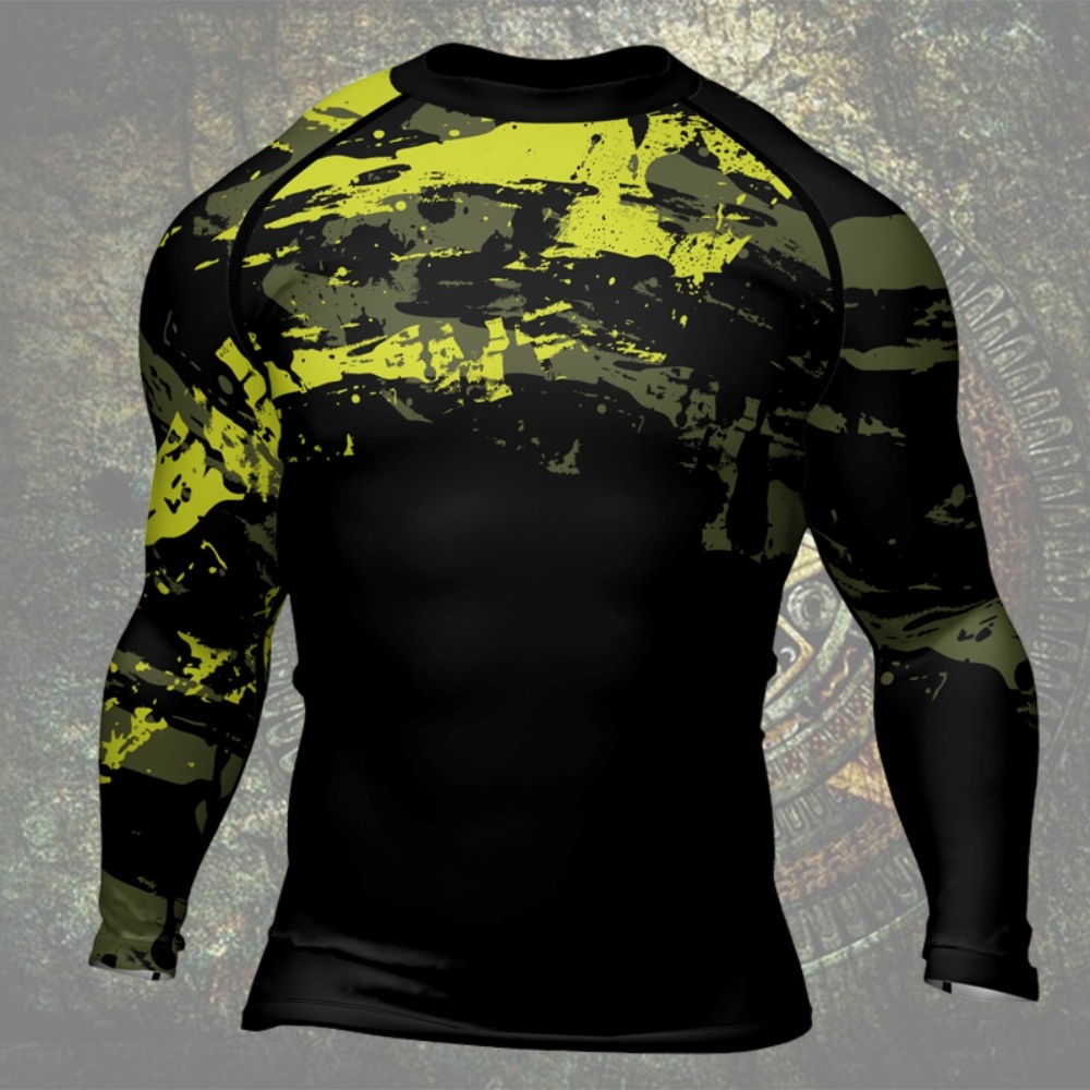 Paint Streak Camouflage Mens Long Sleeve Compression Shirt