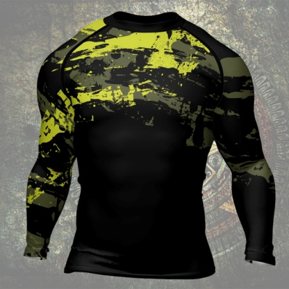 Paint Streak Camouflage Mens Long Sleeve Compression Shirt
