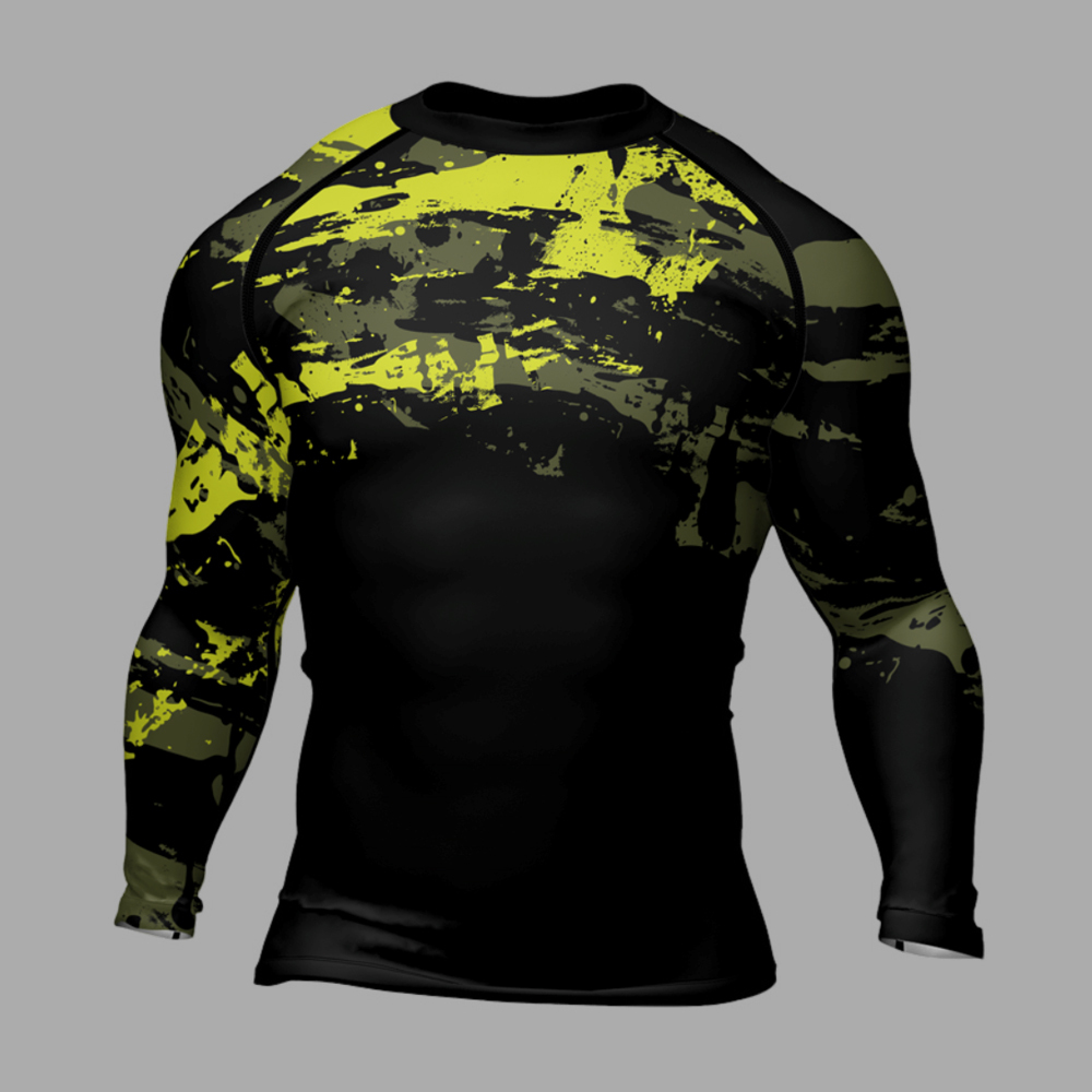 Paint Streak Camouflage Mens Long Sleeve Compression Shirt