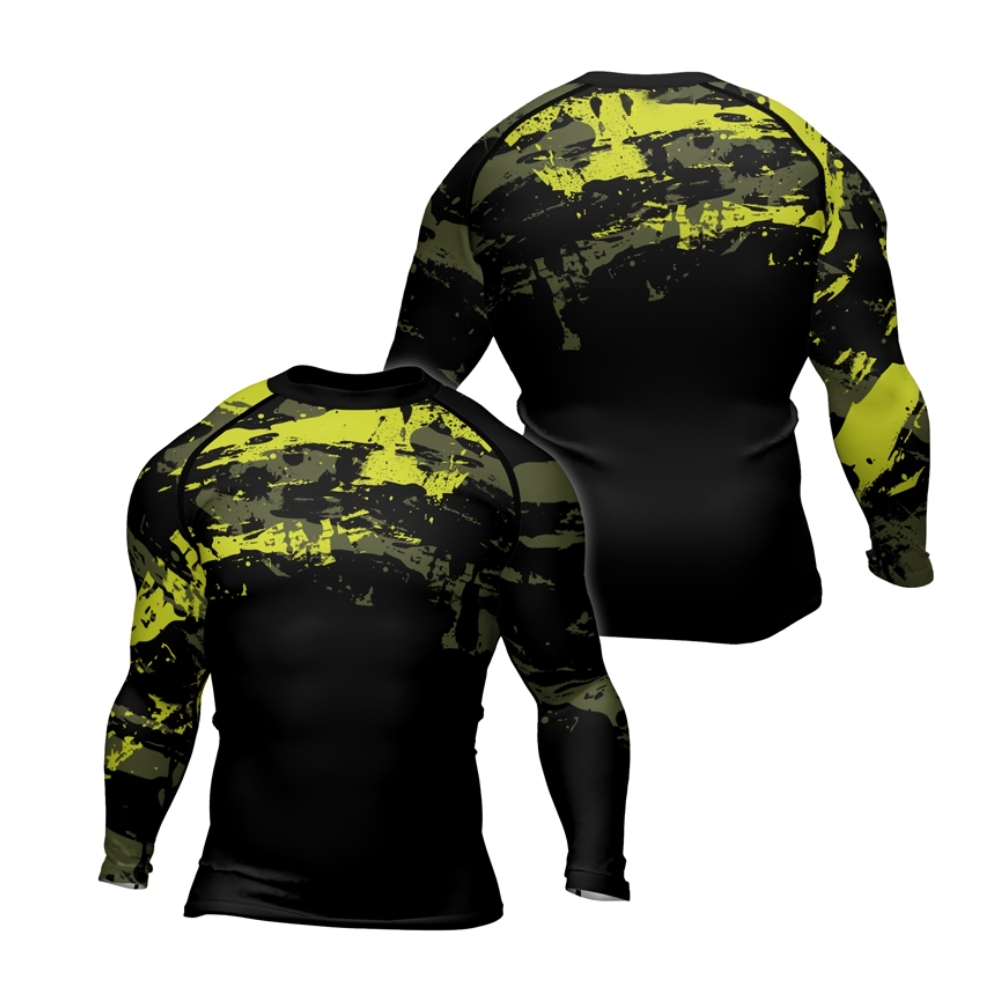 Paint Streak Camouflage Mens Long Sleeve Compression Shirt