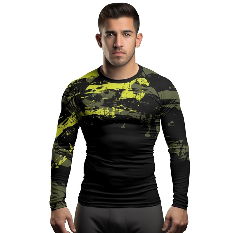 Paint Streak Camouflage Mens Long Sleeve Compression Shirt
