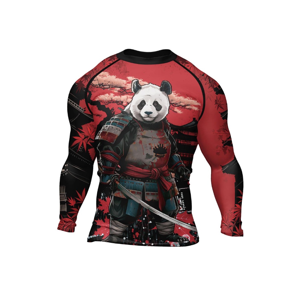 Panda Samurai Legend Mens Long Sleeve Compression Shirt