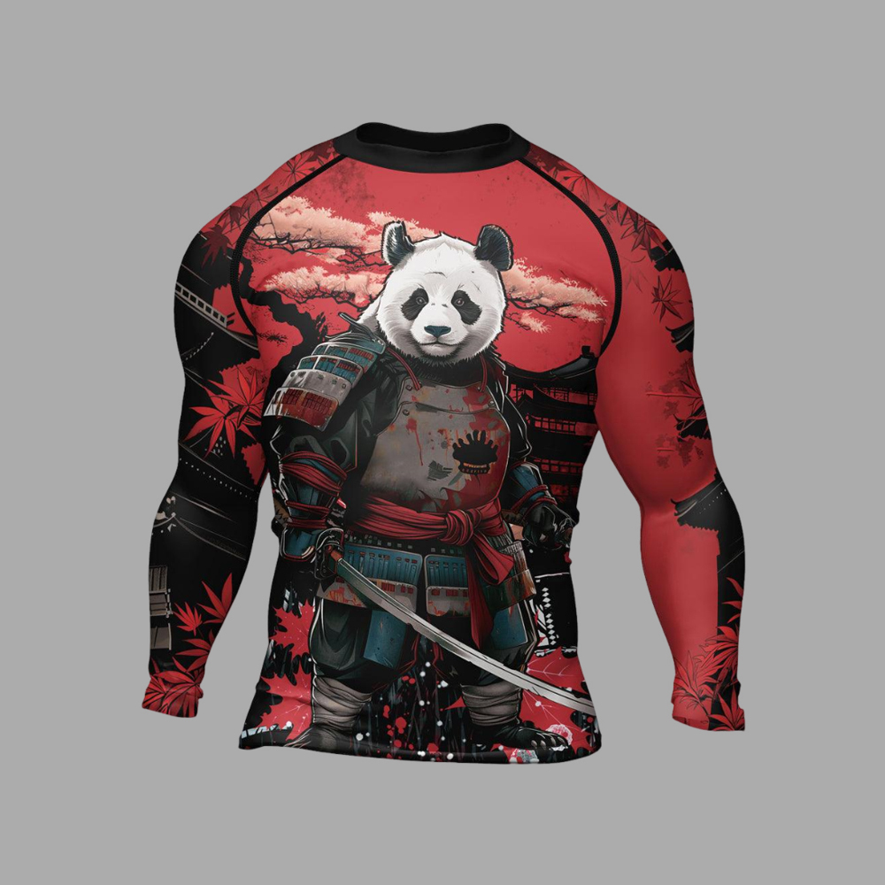 Panda Samurai Legend Mens Long Sleeve Compression Shirt