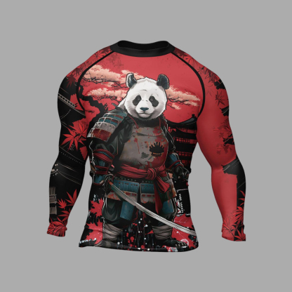 Panda Samurai Legend Mens Long Sleeve Compression Shirt