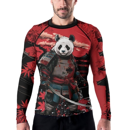 Panda Samurai Legend Mens Long Sleeve Compression Shirt