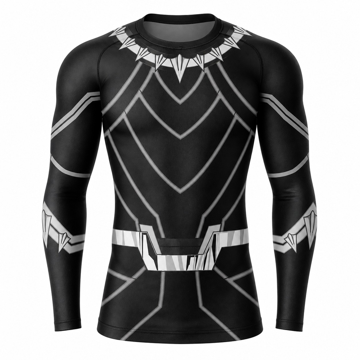 Panther Black Gray Long Sleeve Compression Shirt