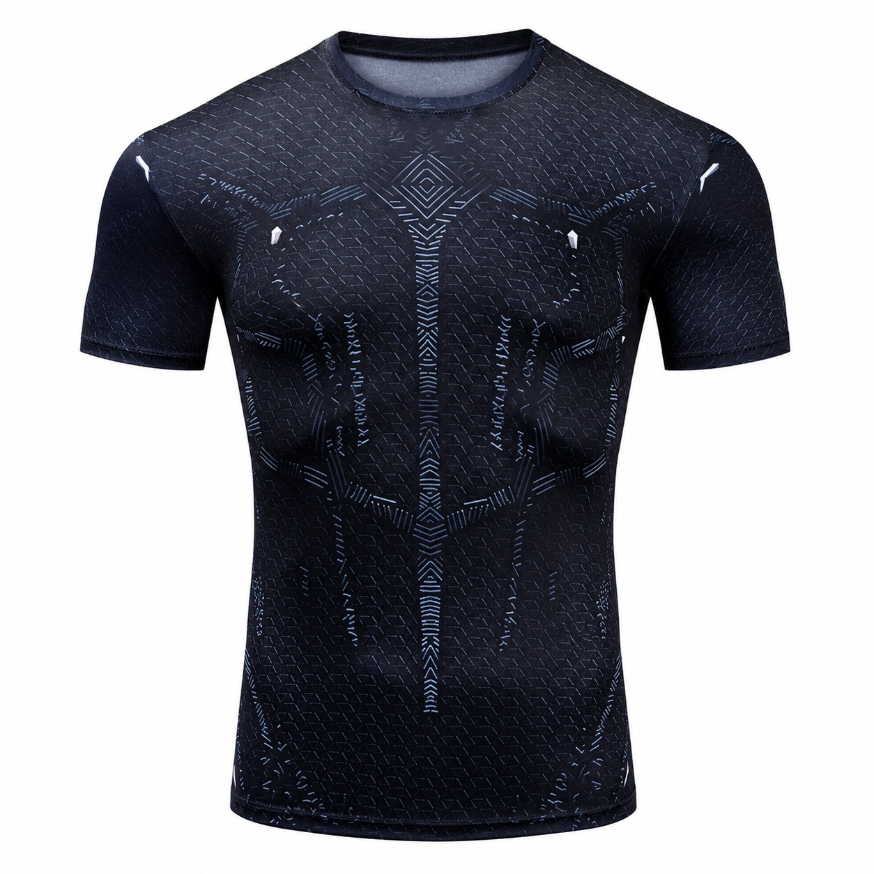 Panther Enhanced Blue Black Short Sleeve Compression Shirt