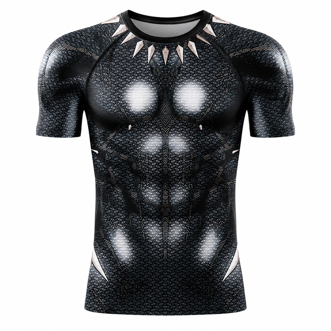 Panther Weaved Orange Red Short Sleeve Compression Shirt