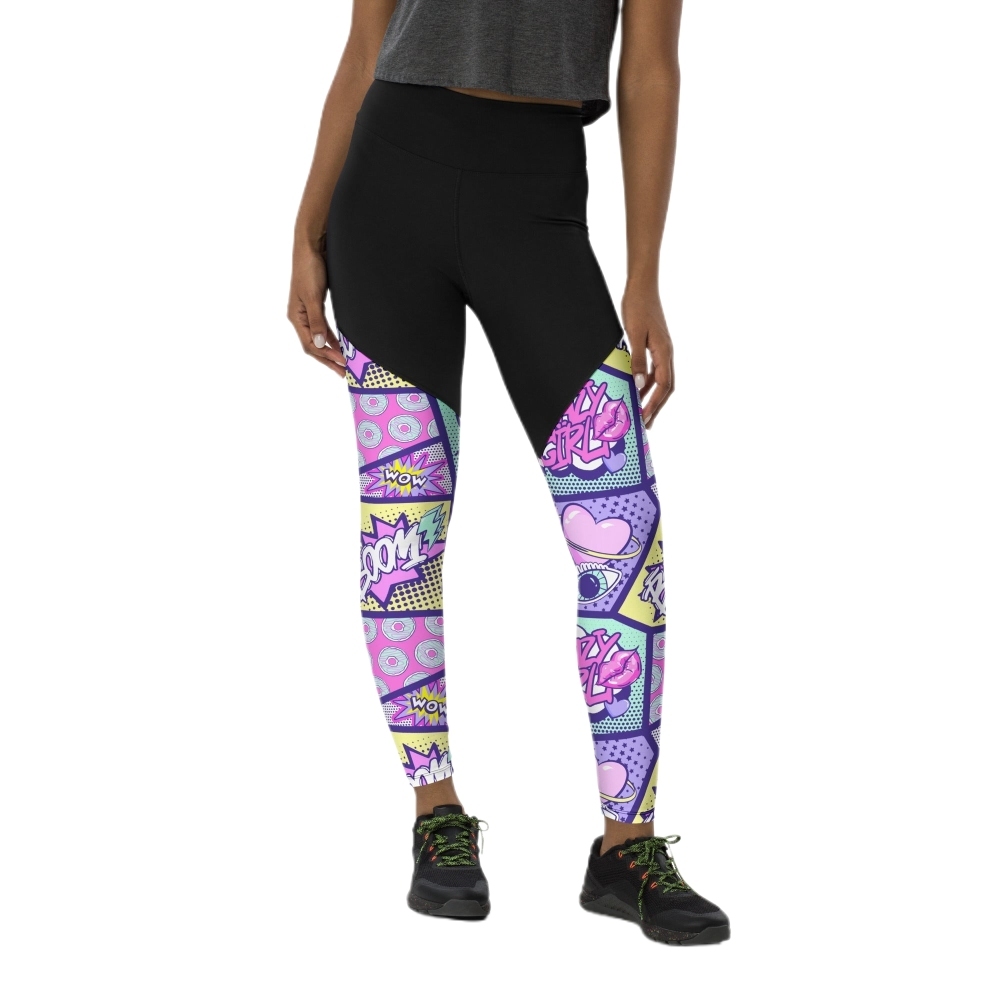 Pastel Comic Book Women Compression Legging