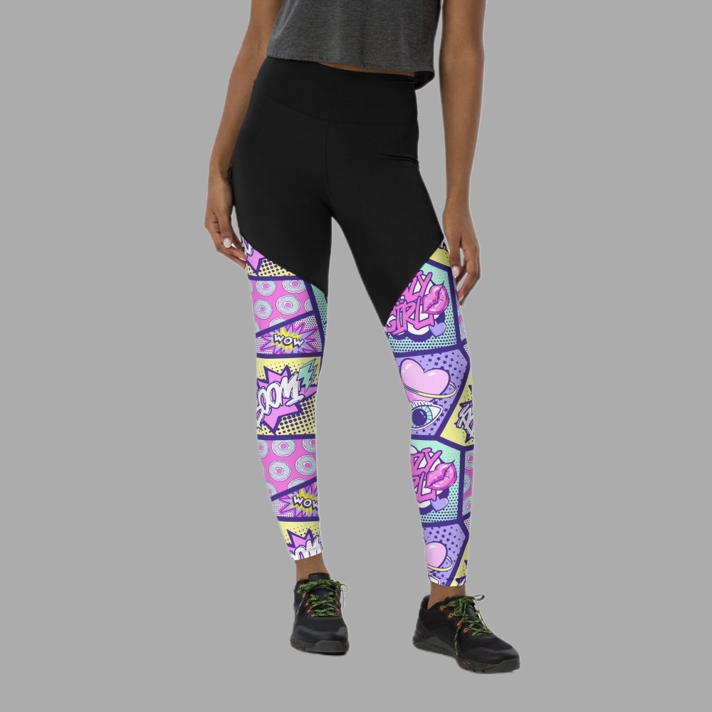 Pastel Comic Book Women Compression Legging
