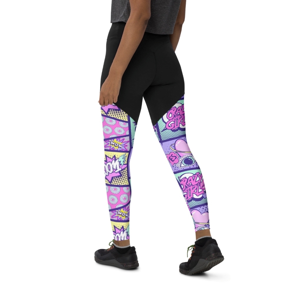 Pastel Comic Book Women Compression Legging