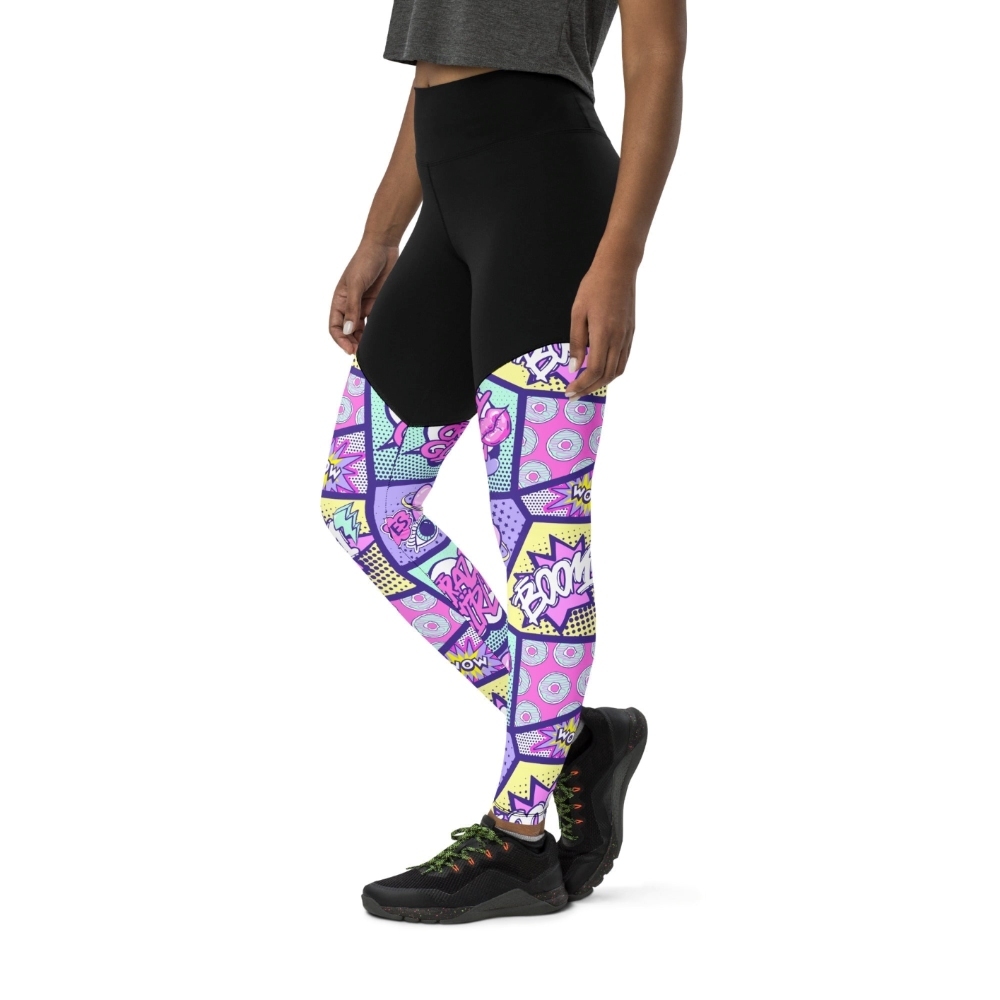 Pastel Comic Book Women Compression Legging