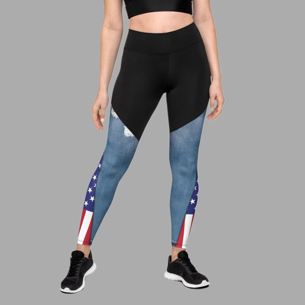 Patriotic Denim Print Women Compression Legging
