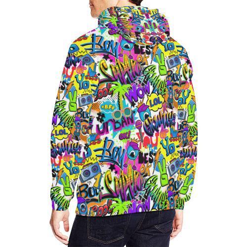 Pattern Print Graffiti Men Full Size Hoodie