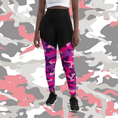 Pink And Purple Camo Women Compression Legging