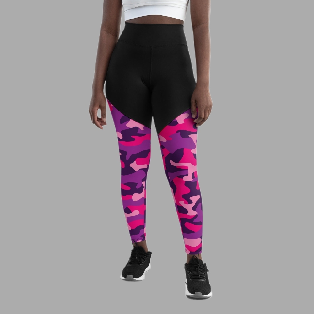 Pink And Purple Camo Women Compression Legging