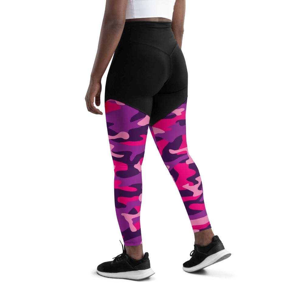 Pink And Purple Camo Women Compression Legging