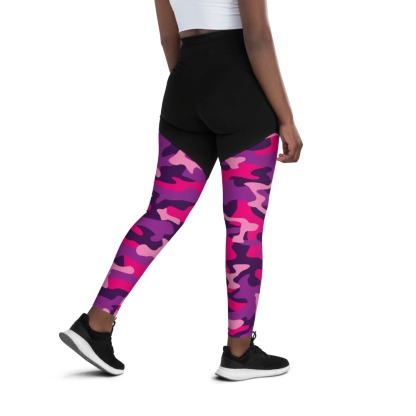 Pink And Purple Camo Women Compression Legging