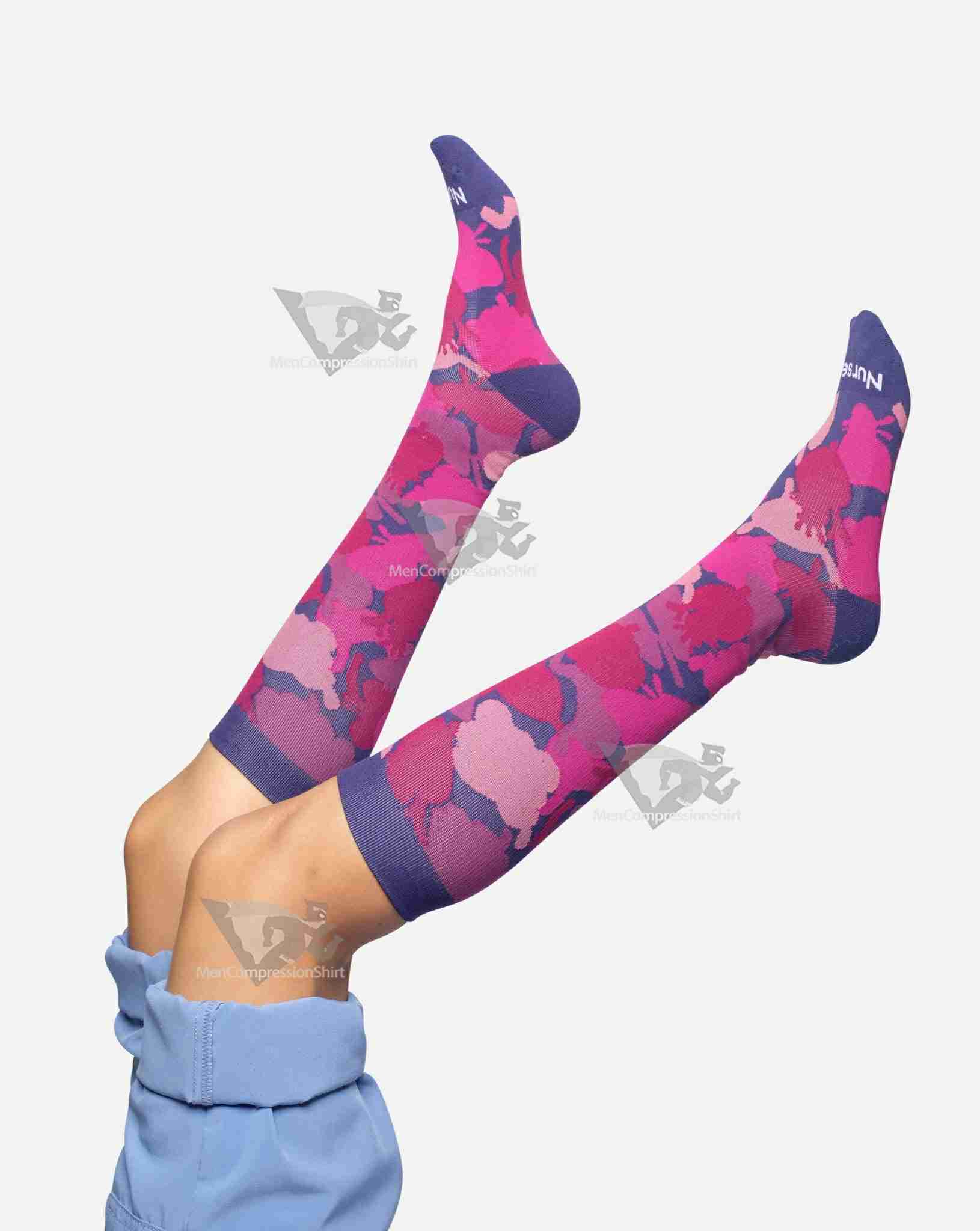 Pink Organ Camo Compression Socks