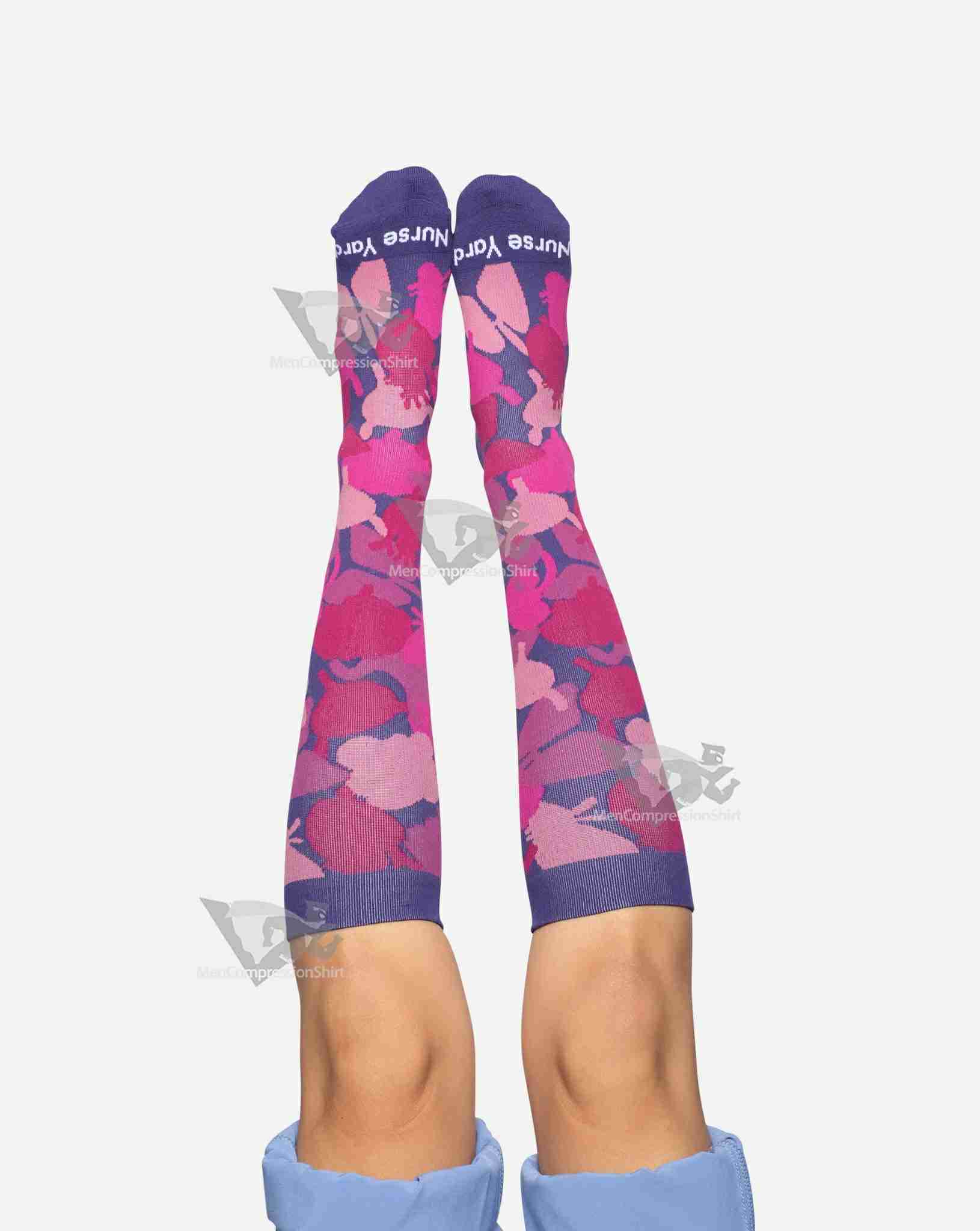 Pink Organ Camo Compression Socks