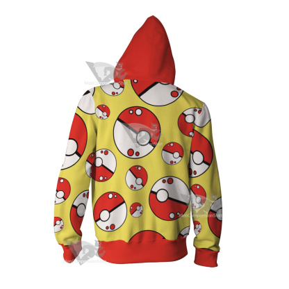 Pm Go Pokeball Yellow Cosplay Zip Up Hoodie