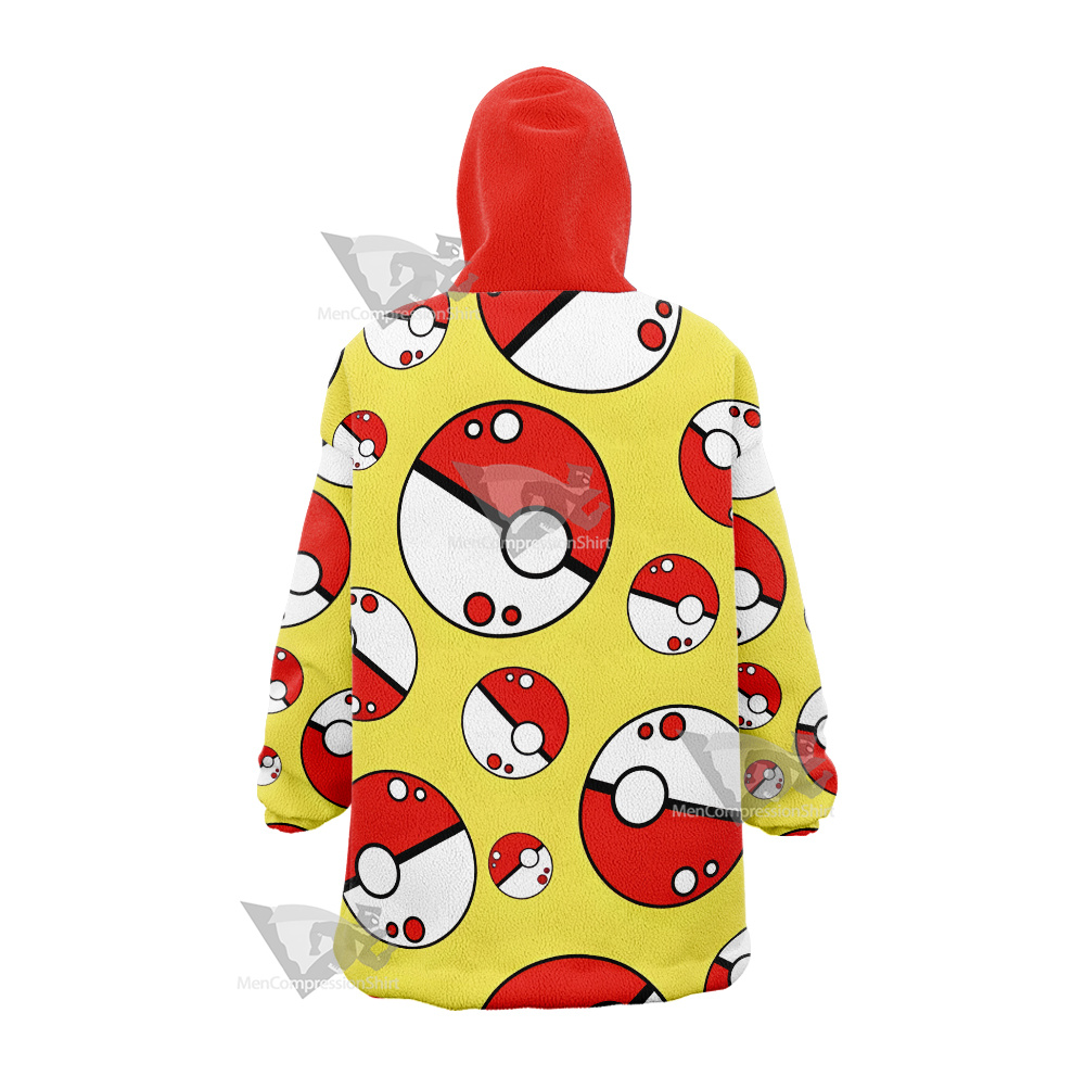 Pm Go Pokeball Yellow Snug Oversized Blanket Hoodie