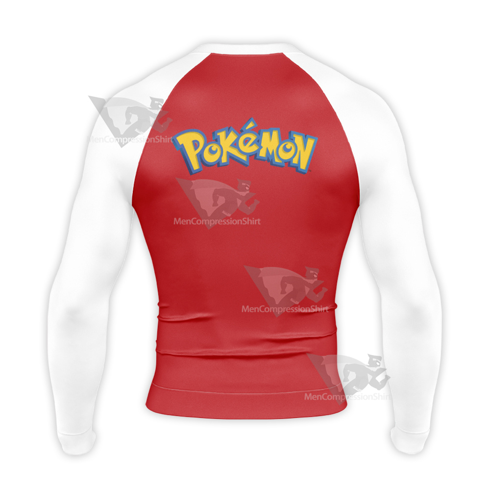 Pokemon Ash Ketchum Red Jacket Long Sleeve Compression Shirt