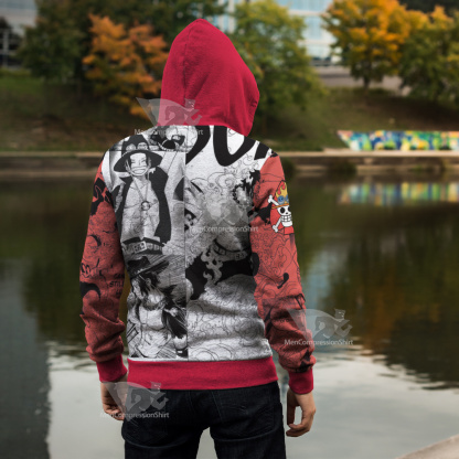 Portgas D Ace One Piece Cosplay Zip Up Hoodie