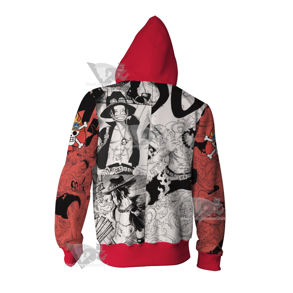 Portgas D Ace One Piece Cosplay Zip Up Hoodie