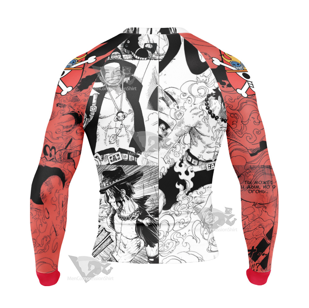 Portgas D Ace One Piece Long Sleeve Compression Shirt