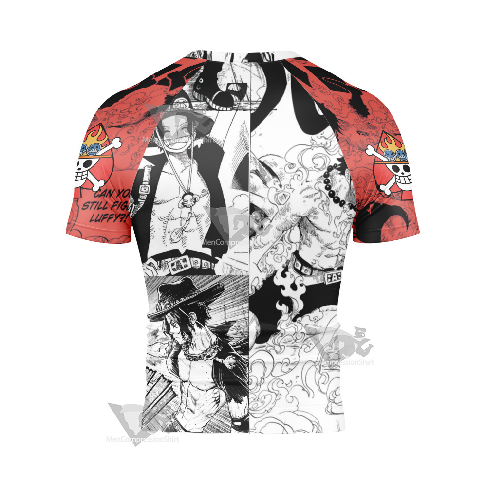 Portgas D Ace One Piece Short Sleeve Compression Shirt