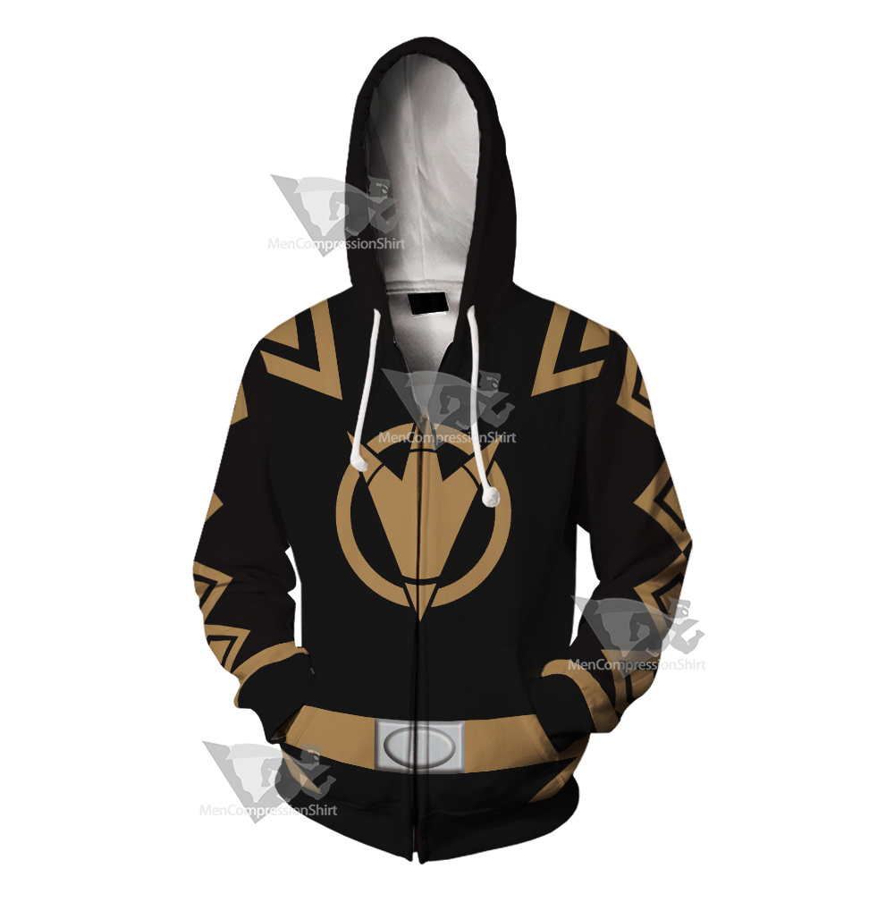 Power Rangers Dino Thunder Black Ranger Cosplay Zip Up Hoodie