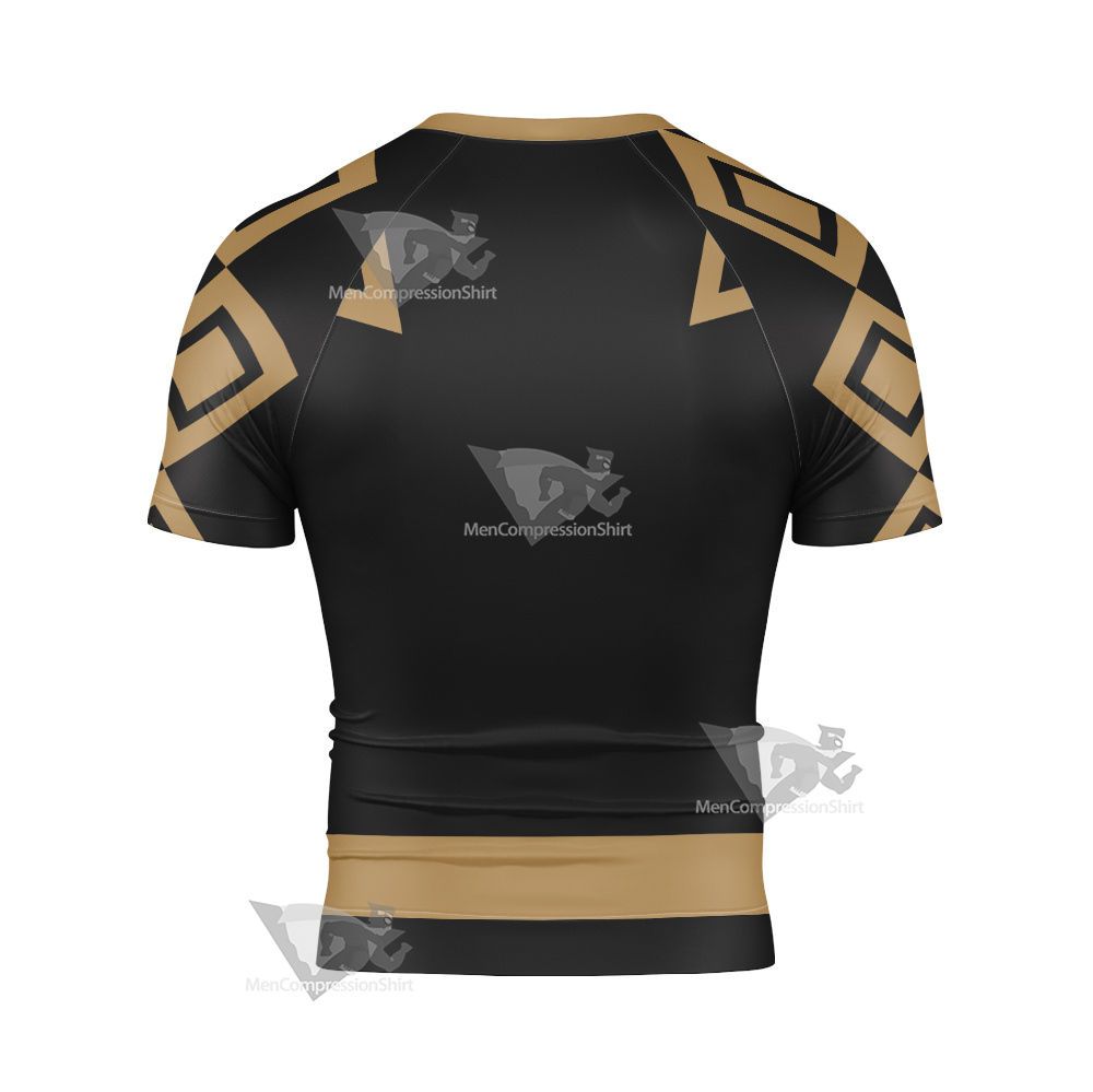 Power Rangers Dino Thunder Black Ranger Short Sleeve Compression Shirt