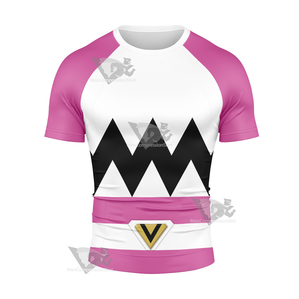 Power Rangers Lost Galaxy Episode Pink Short Sleeve Compression Shirt