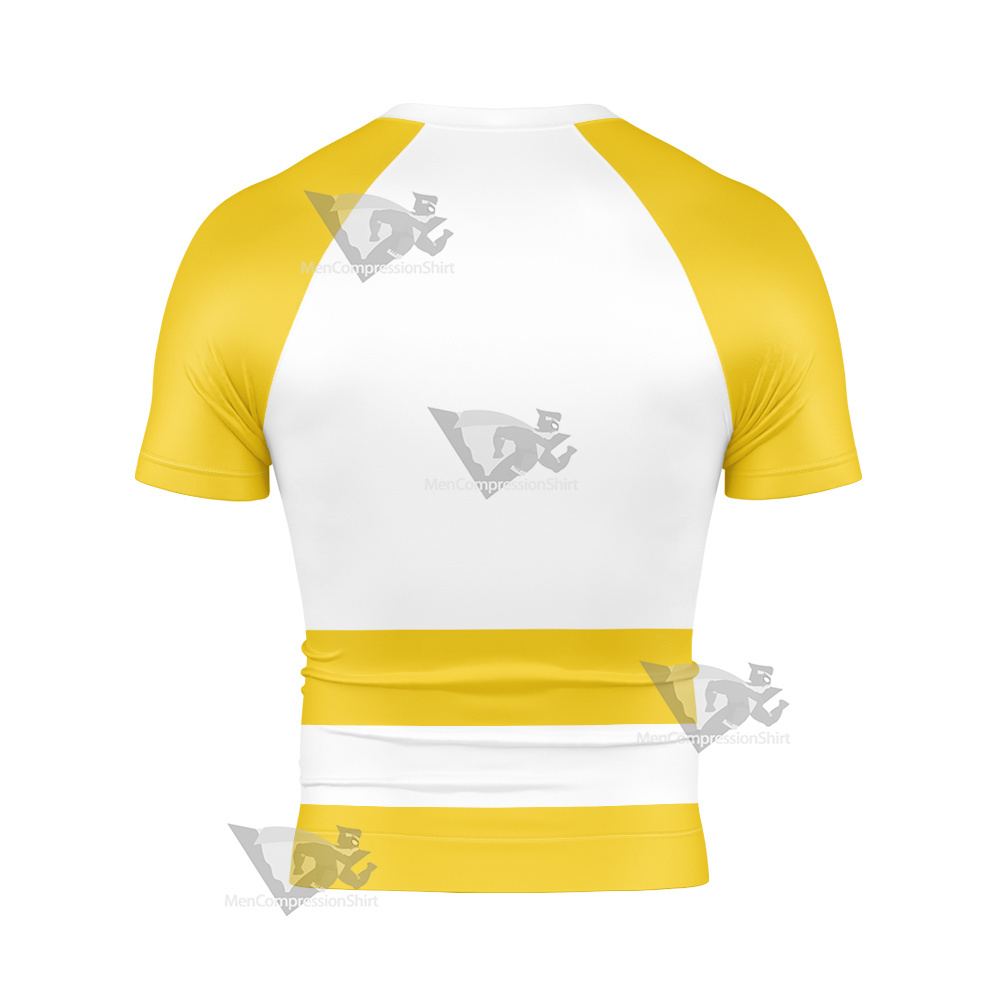 Power Rangers Lost Galaxy Yellow Short Sleeve Compression Shirt