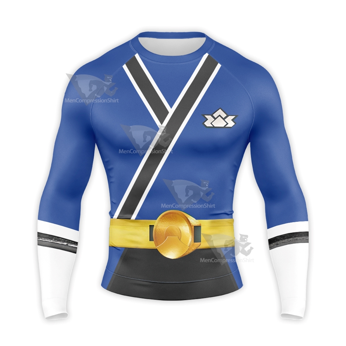 Power Rangers Samurai Blue Long Sleeve Compression Shirt