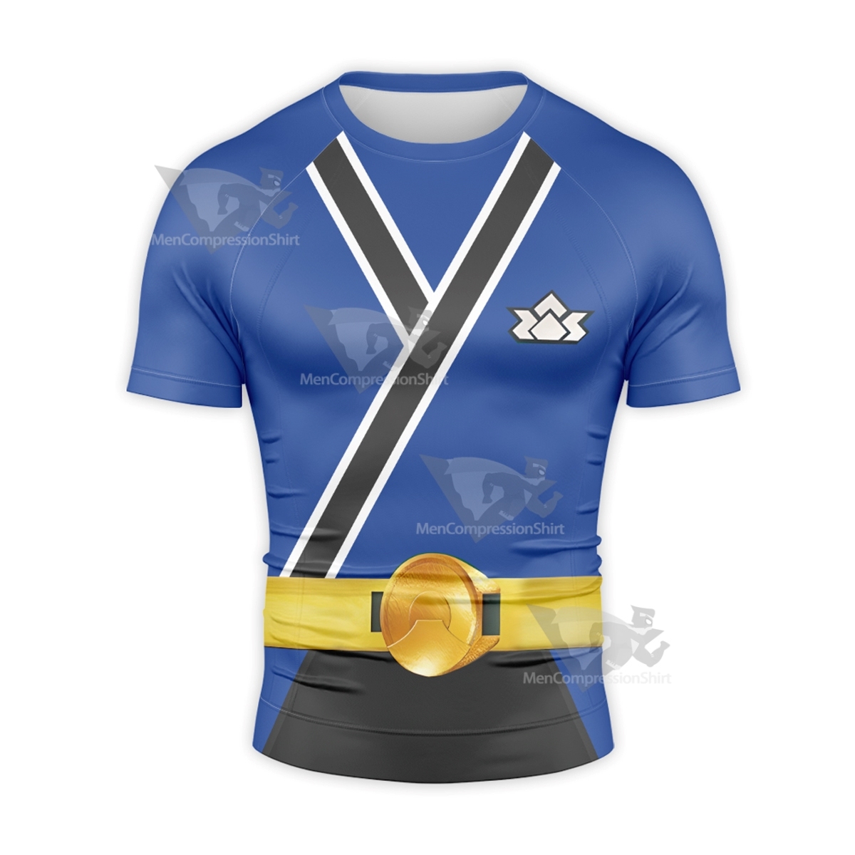 Power Rangers Samurai Blue Short Sleeve Compression Shirt