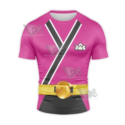 Power Rangers Samurai Pink Short Sleeve Compression Shirt
