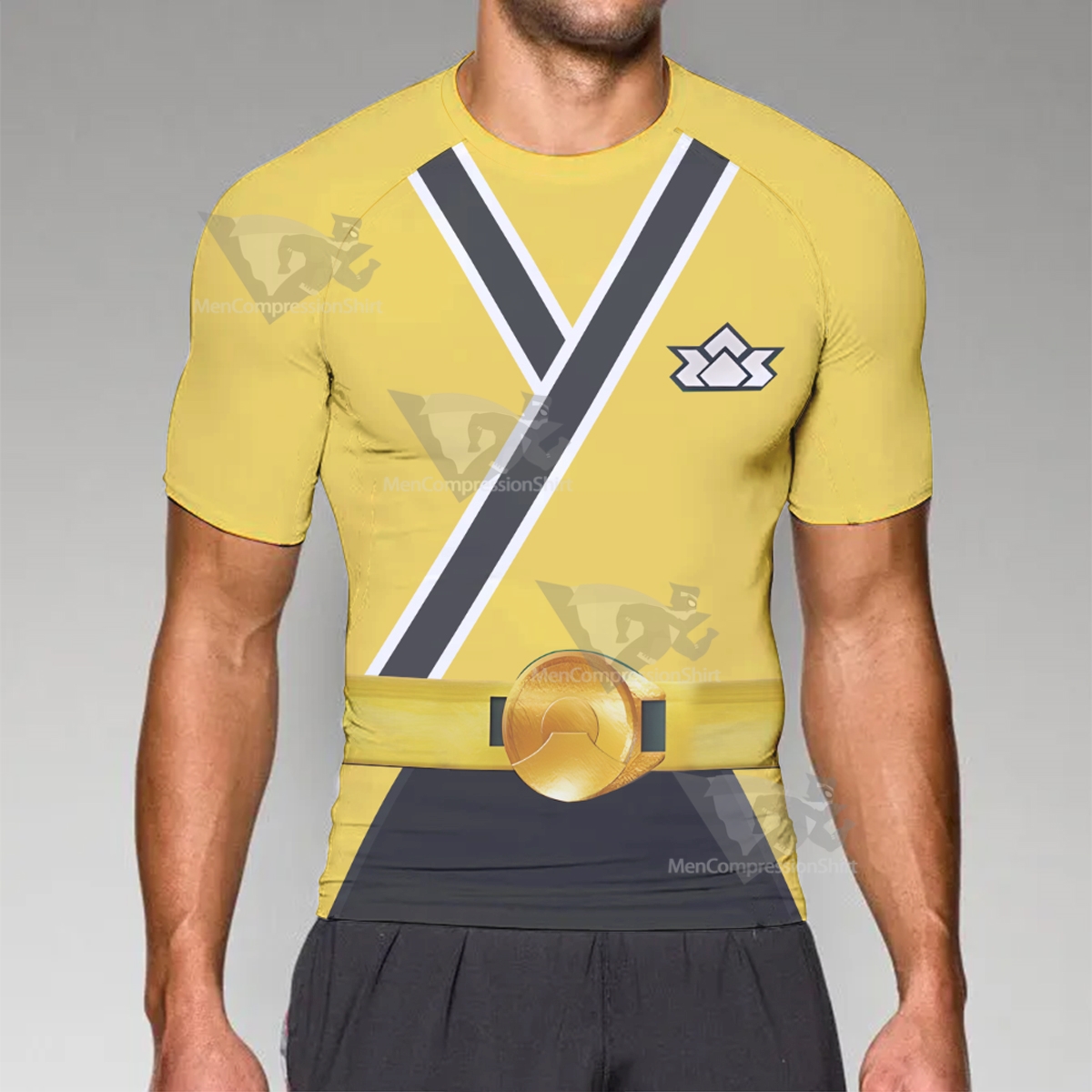 Power Rangers Samurai Yellow Short Sleeve Compression Shirt
