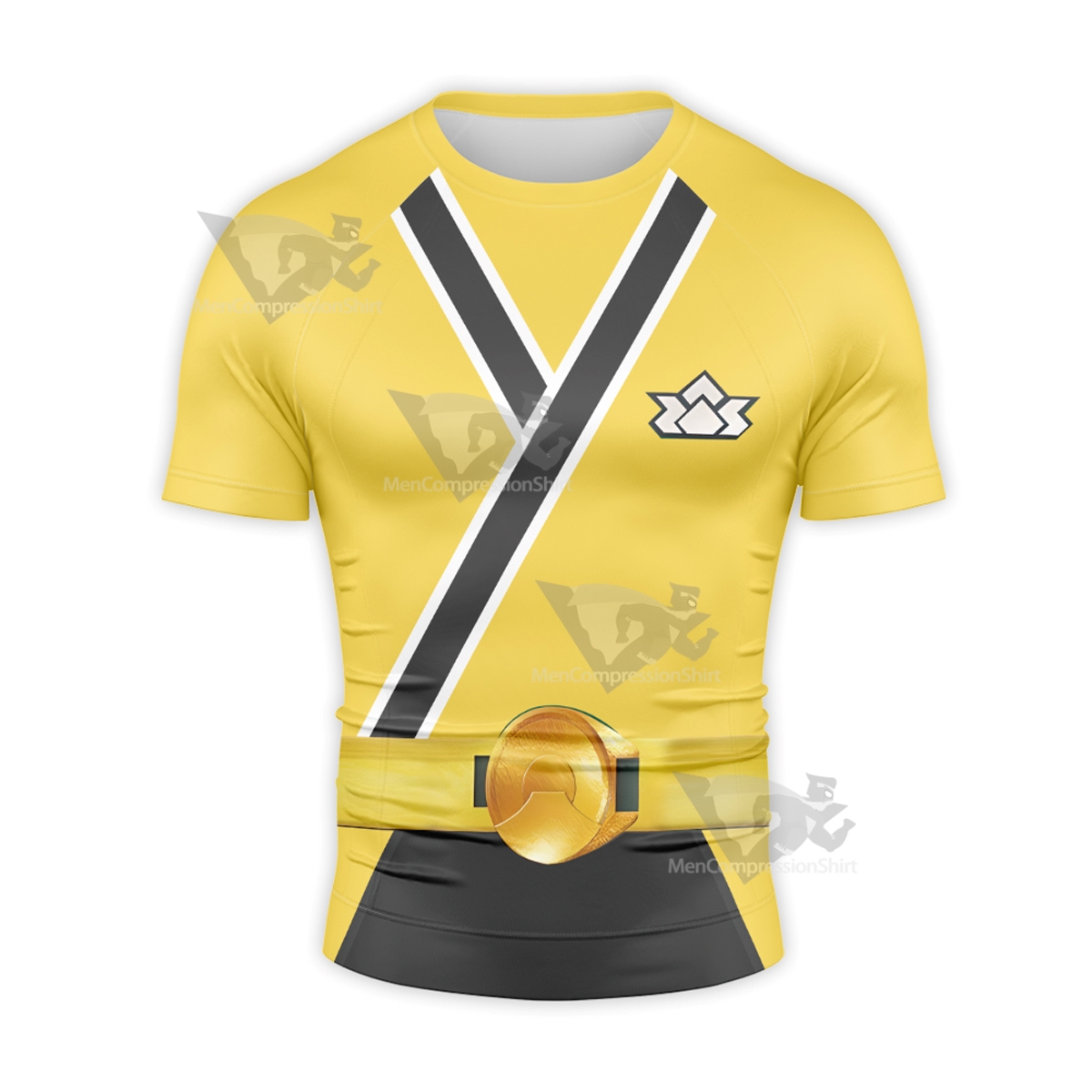 Power Rangers Samurai Yellow Short Sleeve Compression Shirt