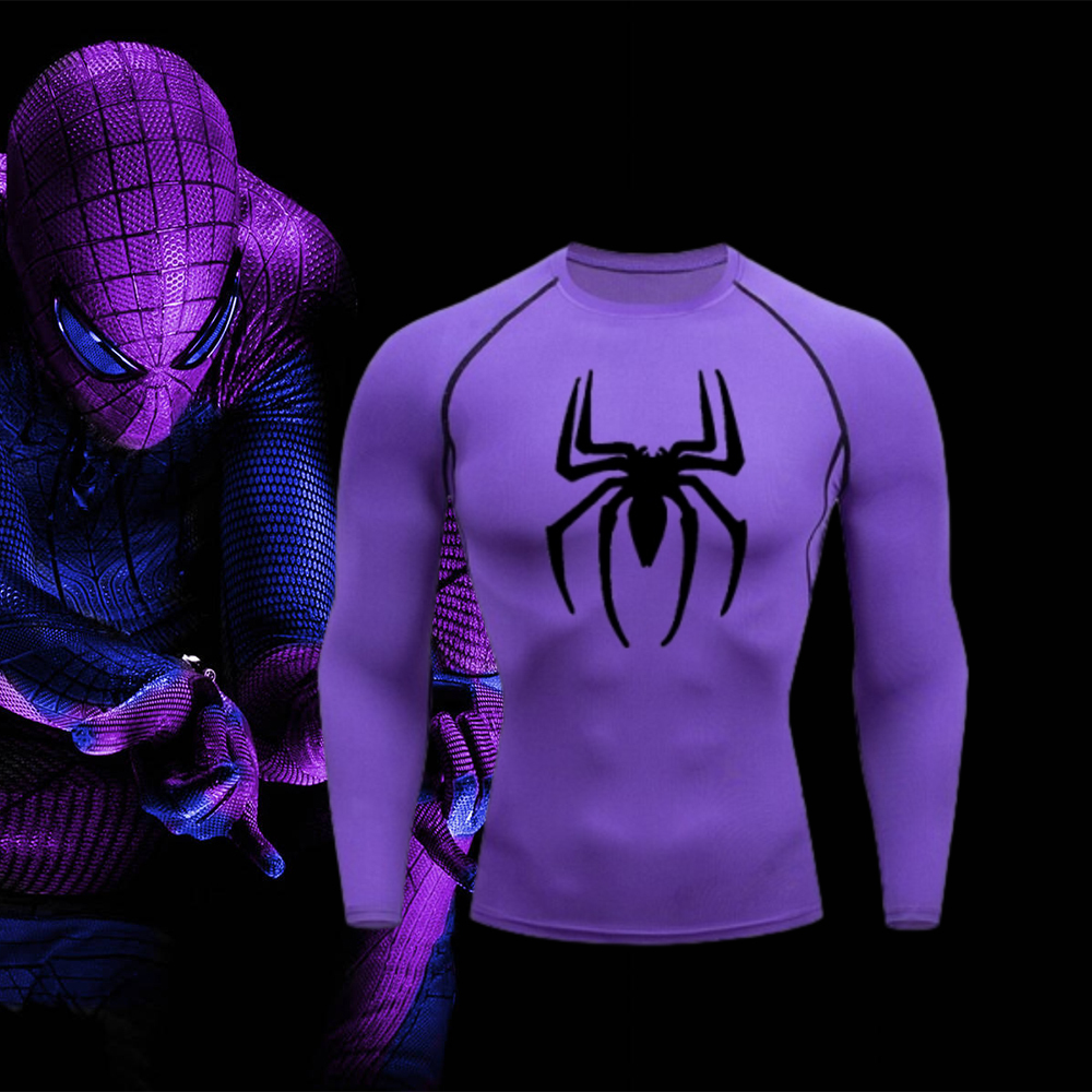 Long Sleeve Spider Long Sleeve Compression Shirt Purple