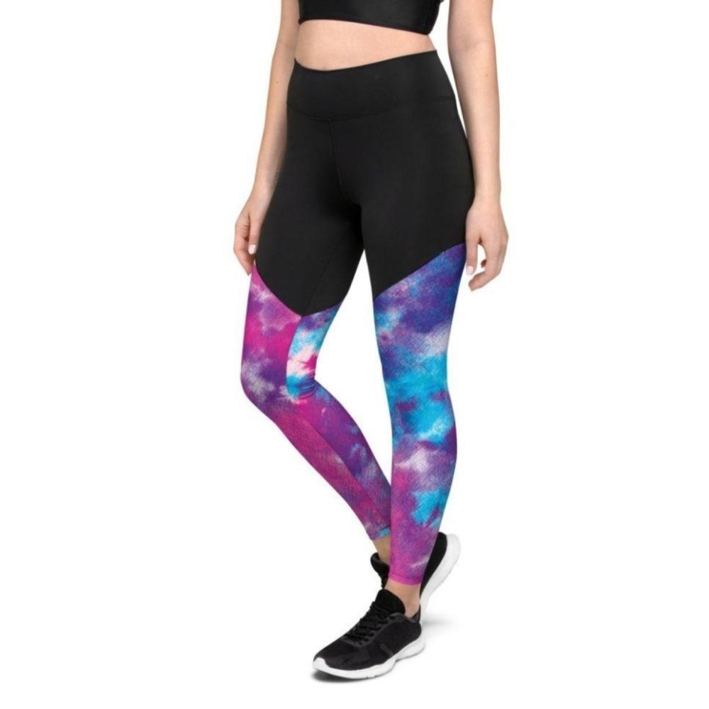 Purple Tie Dye Women Compression Legging